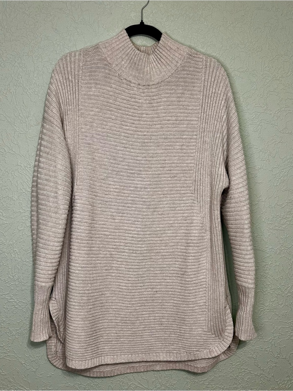 Aspen Ribbed Mock Neck Tunic Sweater | 2X | Oatmeal Beige Cozy Knit